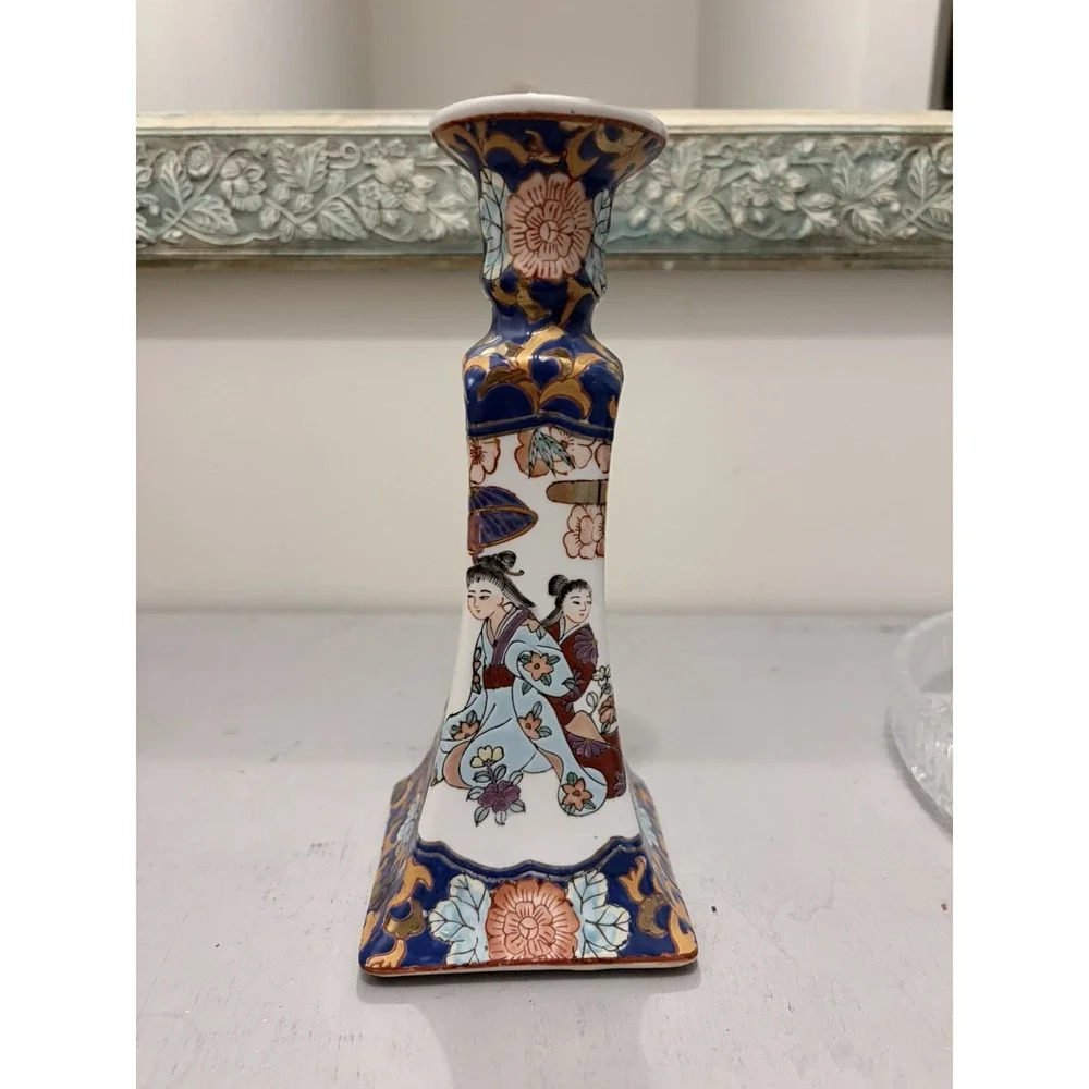 Vintage Porcelin Candlestick decorated in Macau